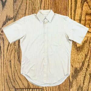 Vintage 60’s / 70’s Arrow Kent Yellow Button Up Pocket Shirt with Blue Stripes